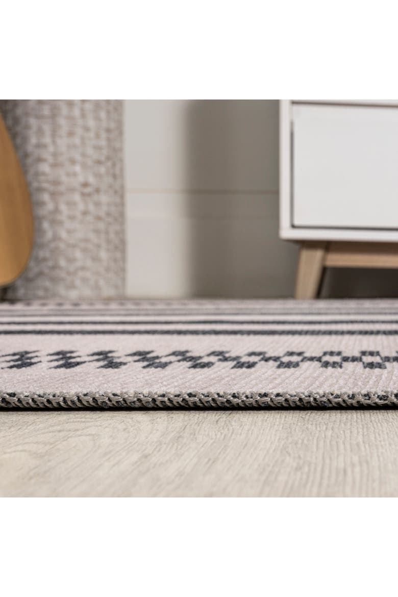 Vichy Geometric Striped Machine-Washable Area Rug, Alternate, color, Ivory/Dark Gray