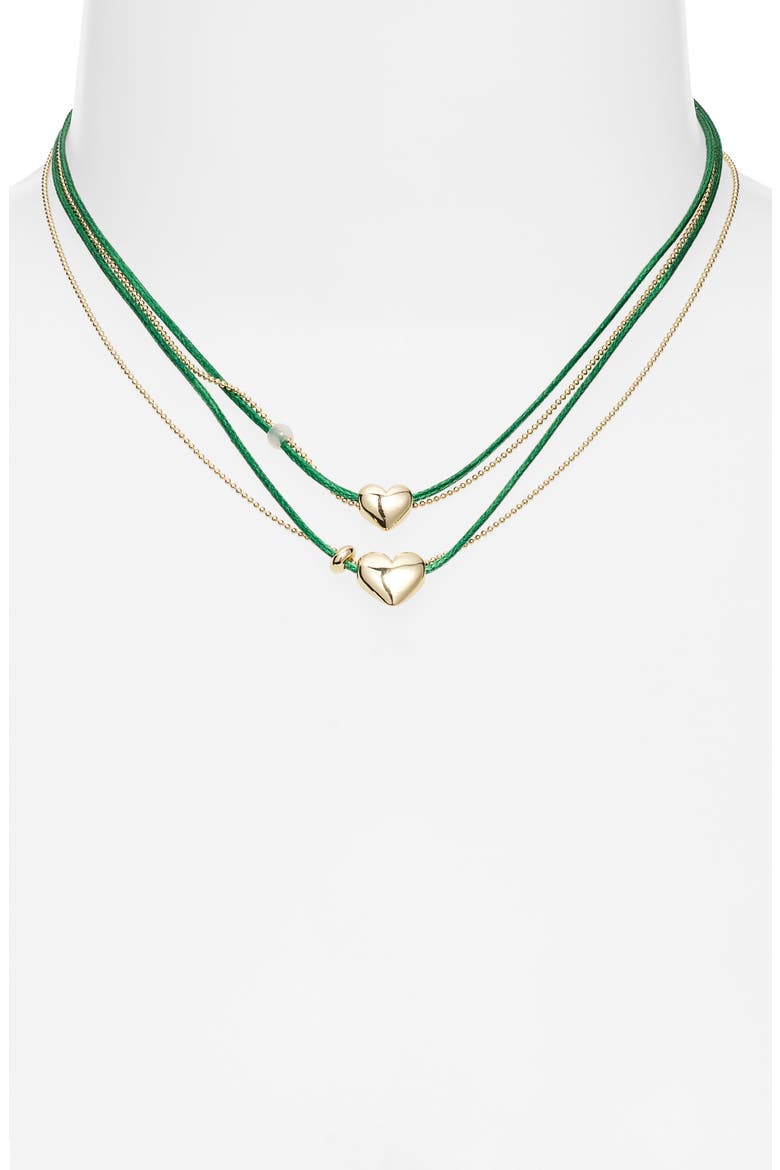 Gift Boxed Set of 2 Demi Fine Mommy & Me Heart Cord Pendant Necklaces, Alternate, color, GREEN MULTI- GOLD
