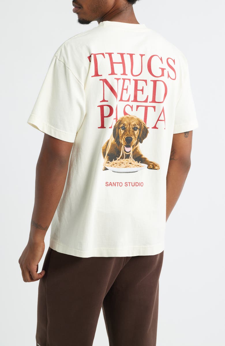 SANTO STUDIO Thugs Need Pasta Graphic T-Shirt, Alternate, color, Cream