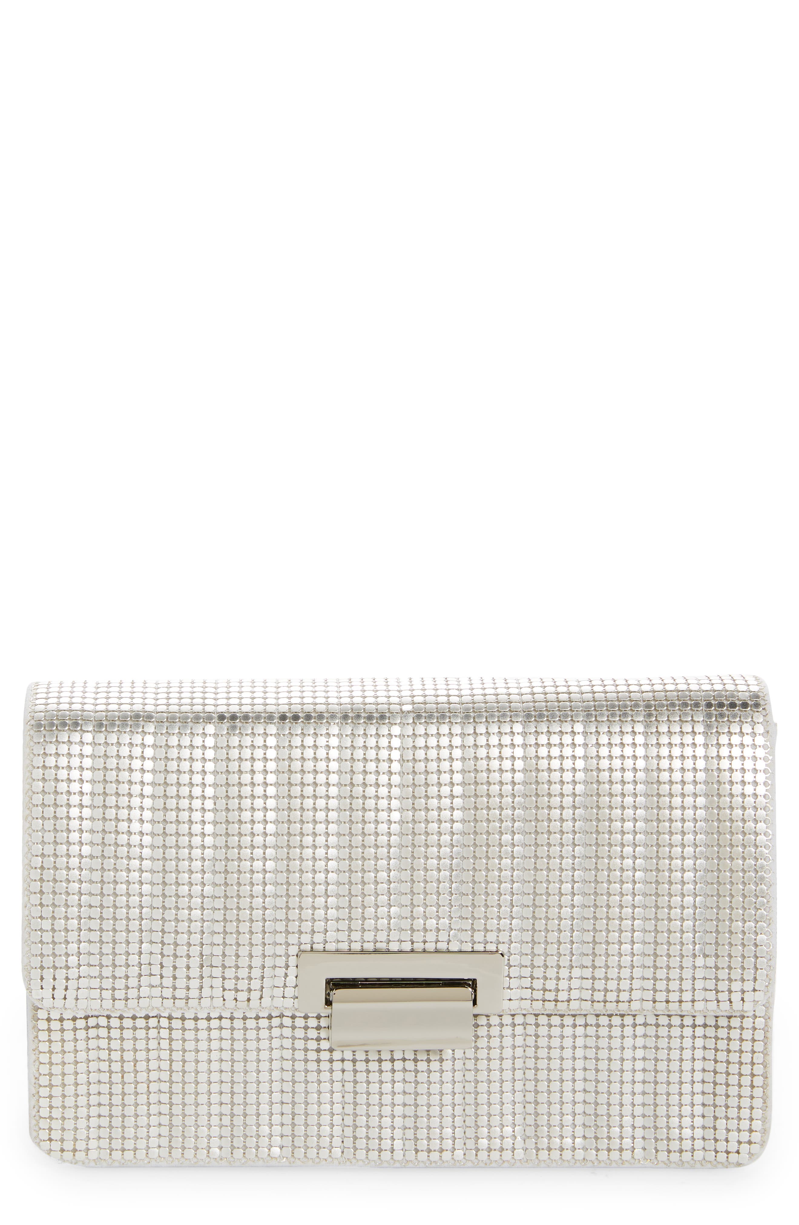 Sydney Quilted Clutch, Main, color, SATIN SILVER