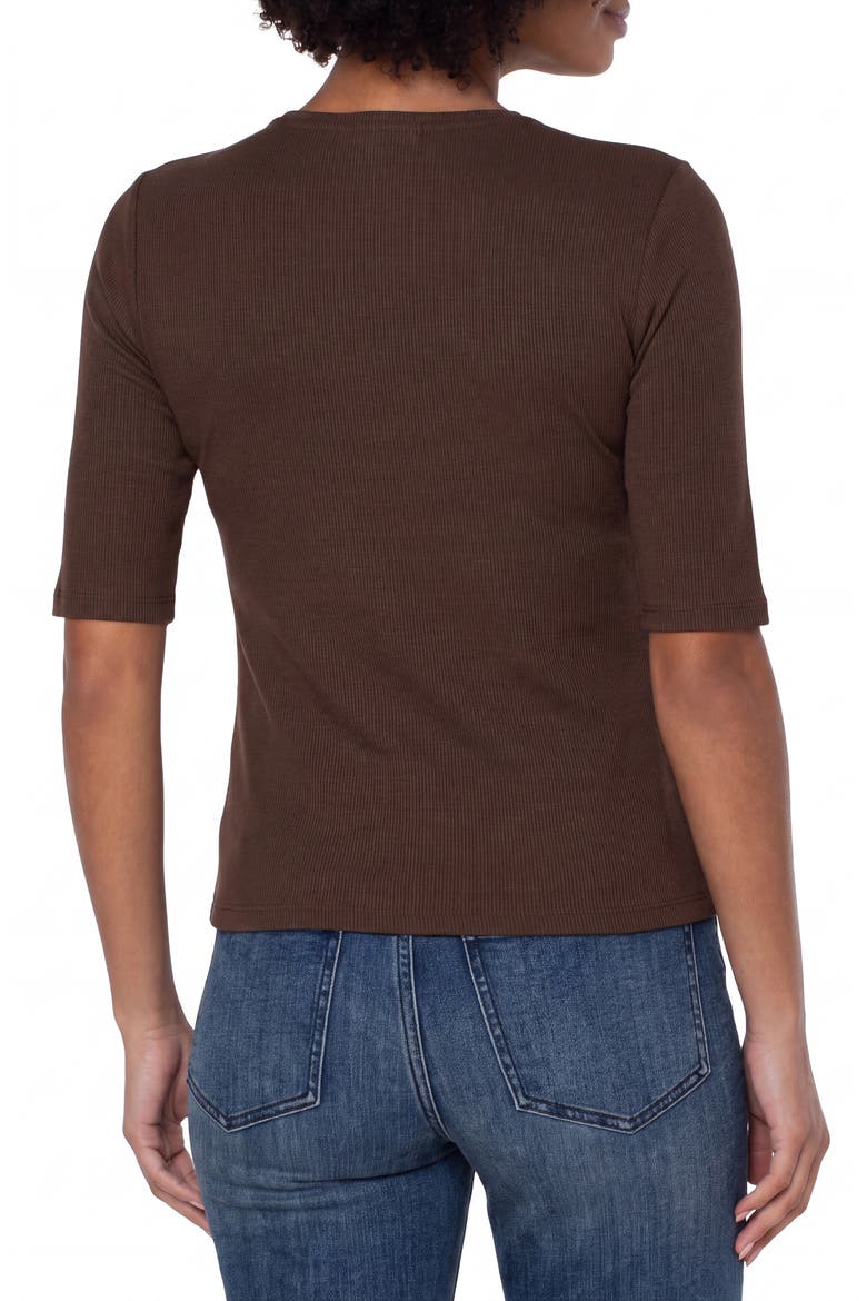 Double Layer V-Neck Rib Top, Alternate, color, DK ESPRESSO