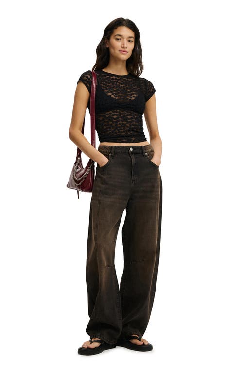 Cotton On Ashley Mesh Short Sleeve Top In Black