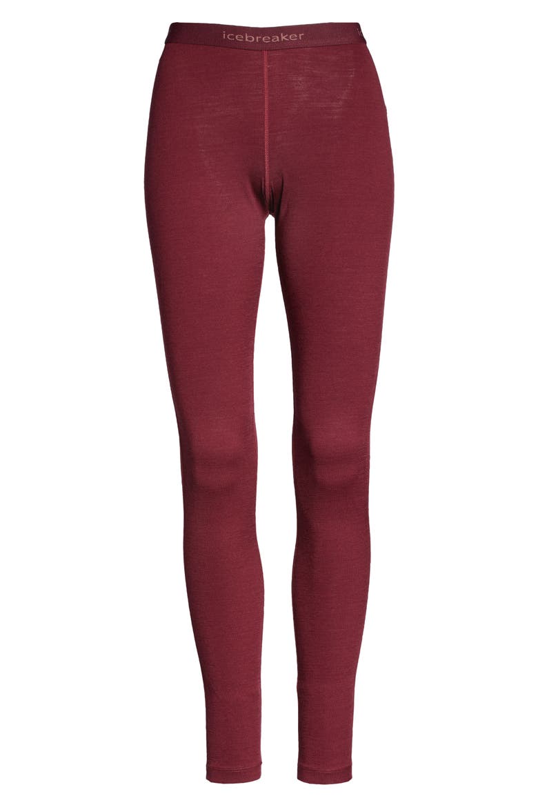 200 Oasis Merino Wool Jersey Base Layer Leggings, Alternate, color, REDWOOD