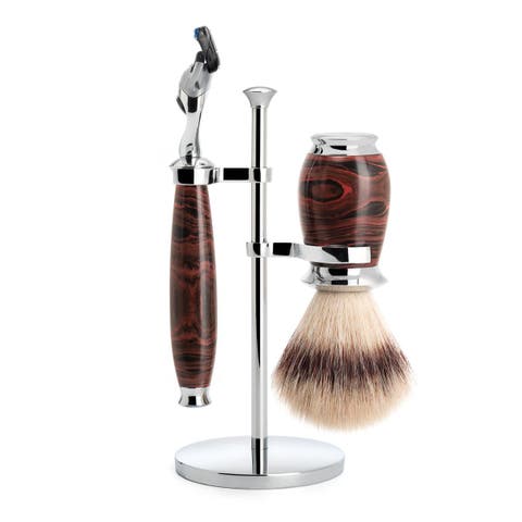Purist Ebonite 3 Pc. Silvertip Fibre / Fusion Shaving Set