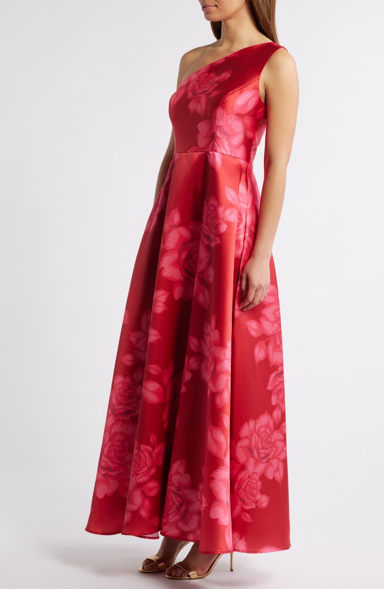 Hutch Floral One-Shoulder Satin Gown, Alternate, color, 