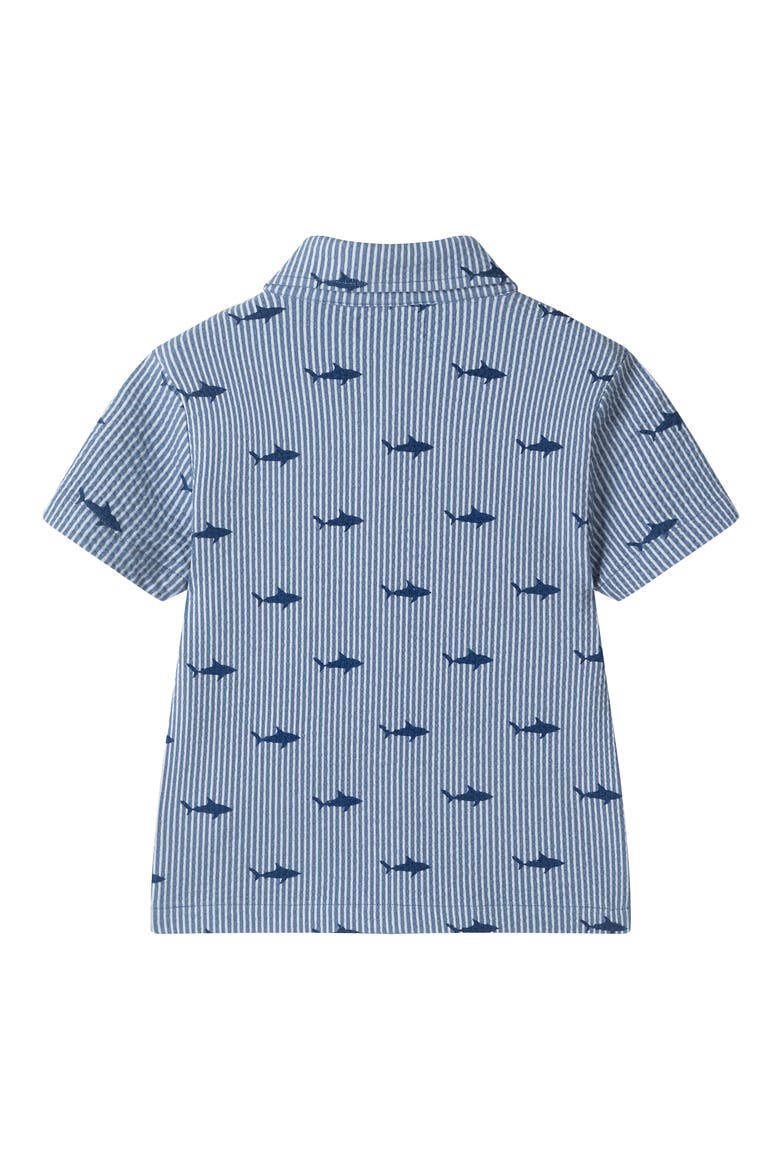 Kids' Seersucker Button-Up Shirt & Shorts, Alternate, color, NAVY STRIPE
