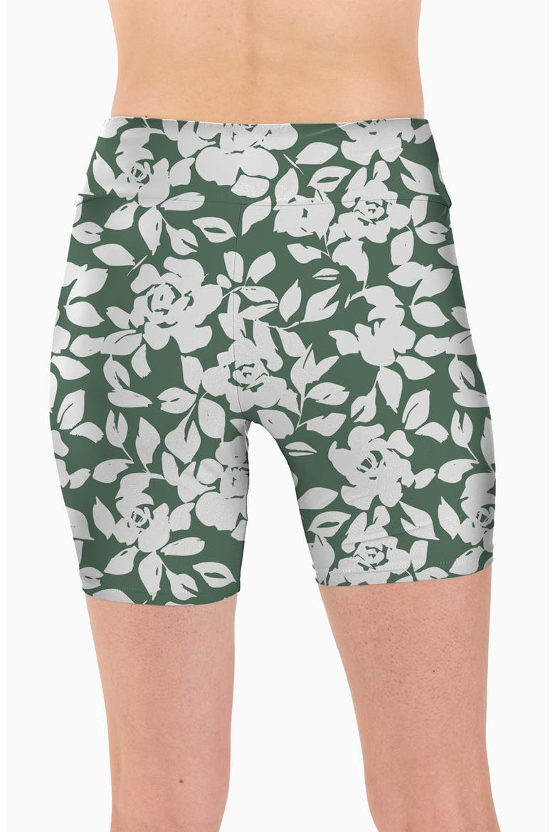 Mid-Thigh Swim Shorts, Alternate, color, Sage Green Roses