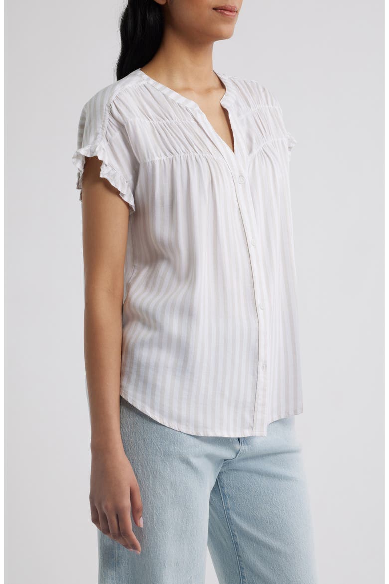 Monaka Smocked Frill Top, Alternate, color, DRY ALMOND