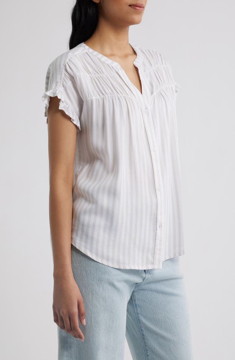 beachlunchlounge Monaka Smocked Frill Top, Alternate, color, Dry Almond