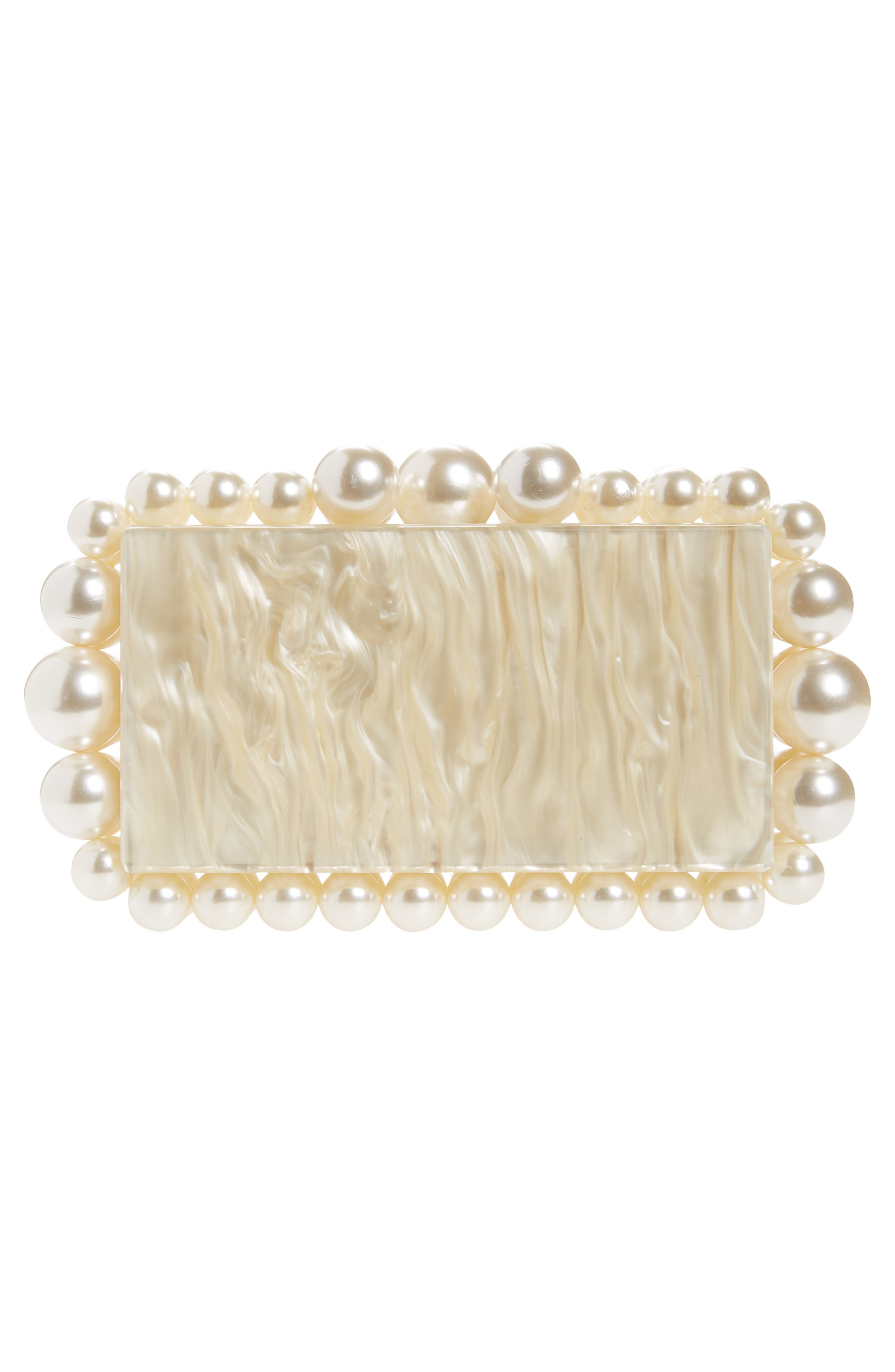Cult Gaia Eos Beaded Acrylic Box Clutch, Alternate, color, Ivory