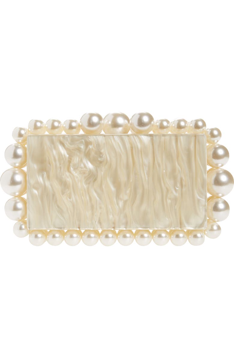 Cult Gaia Eos Beaded Acrylic Box Clutch, Alternate, color, Ivory