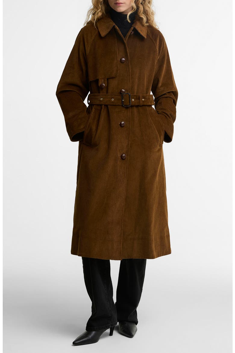 Antonella Corduroy Trench Coat, Main, color, TAN/ BIRCHWOOD DRESS