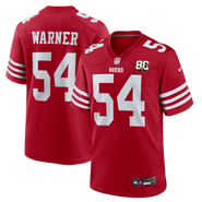 Nike Men's Nike Fred Warner Scarlet San Francisco 49ers 80th Anniversary Game Jersey