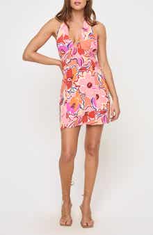 LSPACE Seabreeze Floral Cover-Up Halter Minidress