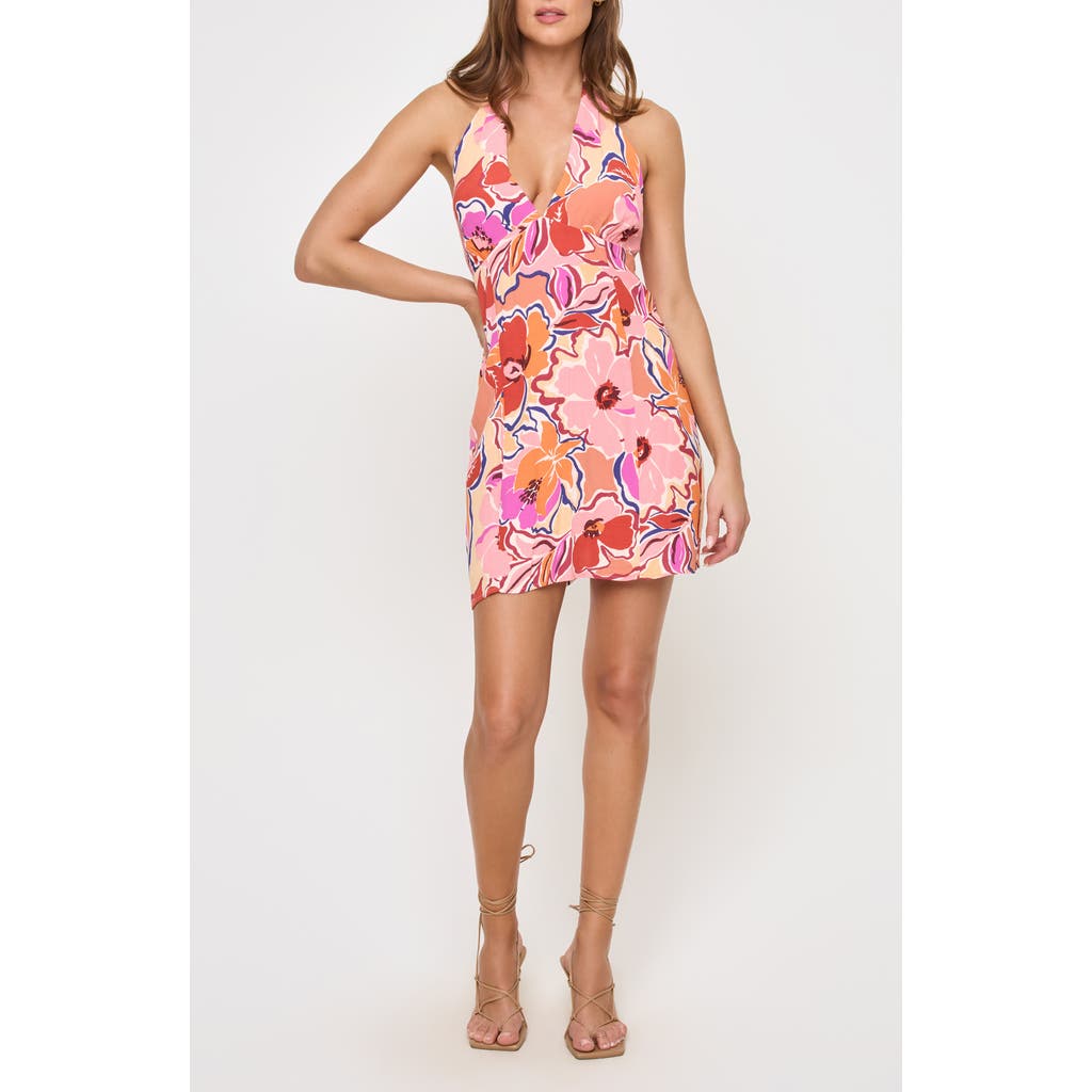 L*space Lspace Seabreeze Floral Cover-up Halter Minidress In Pink