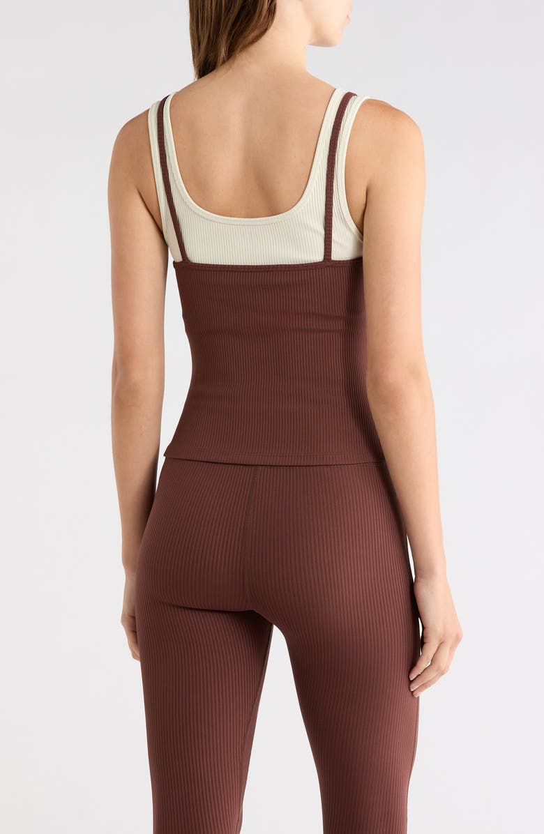 Year of Ours Ribbed Layered Tank, Alternate, color, Chocolate/ Shell