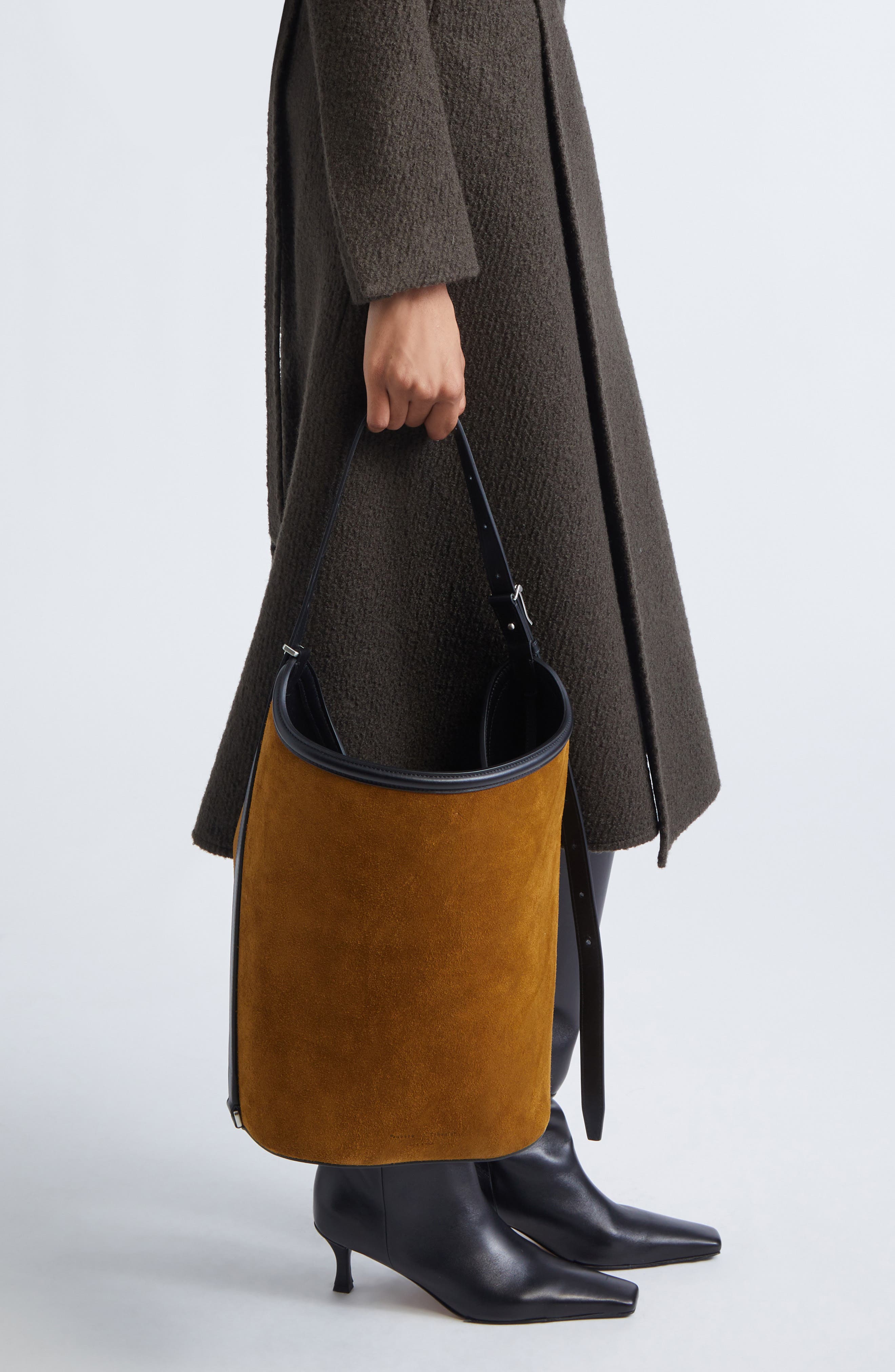 Proenza Schouler Brant Suede Bucket Bag, Alternate, color, Fern
