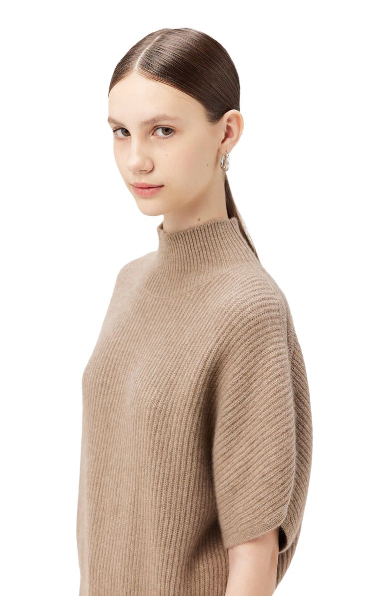 GOBI Mongolian Cashmere Cashmere Short-Sleeve Turtleneck, Alternate, color, Taupe
