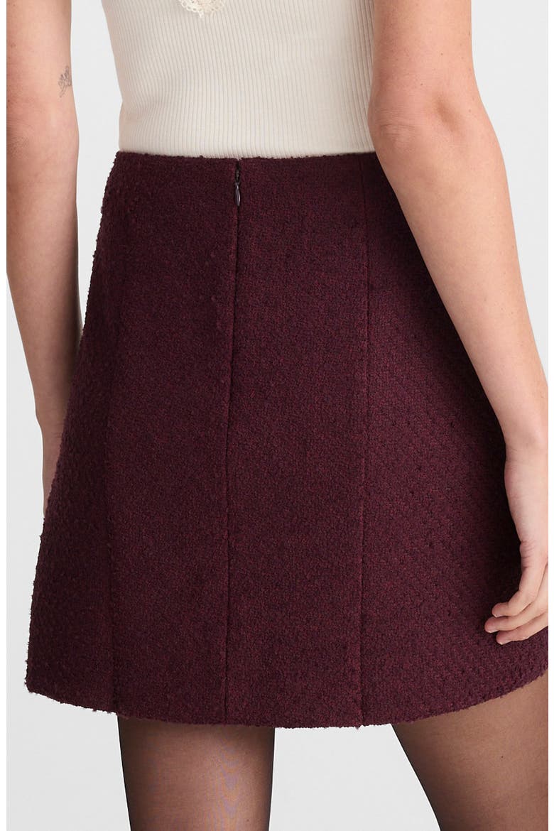 Tweed Miniskirt, Alternate, color, DARK POMEGRANATE