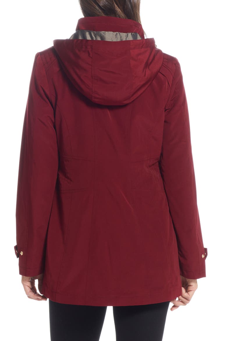 Water Resistant Zip Front Rain Jacket, Alternate, color, MERLOT