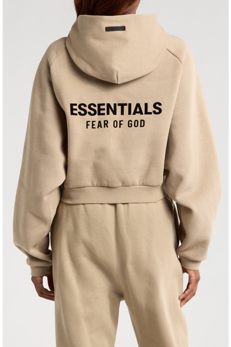 Cotton Blend Fleece Crop Hoodie, Alternate, color, DESERT SAND