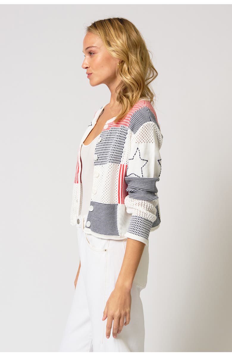 Central Park West Ralph Quilt Patchwork Cardi, Alternate, color, Red/White/Blue