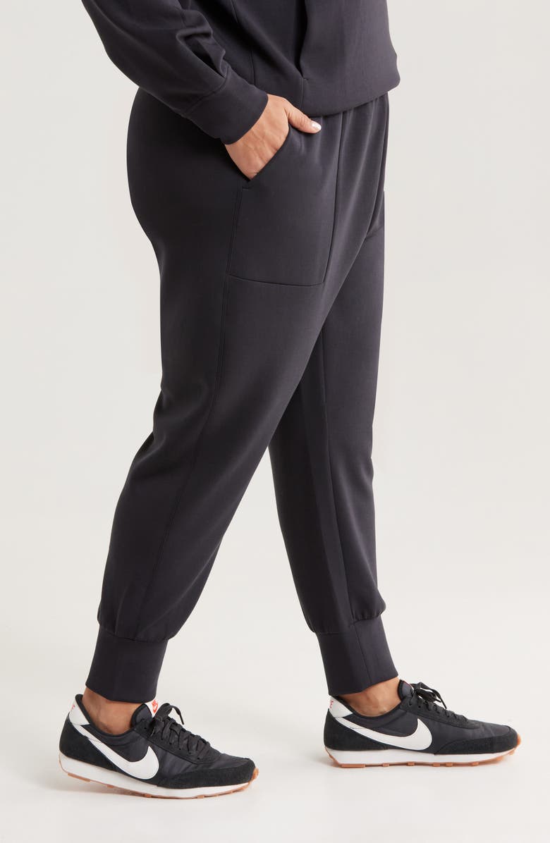 Zella Ultrasoft High Waist Knit Joggers, Alternate, color, Black