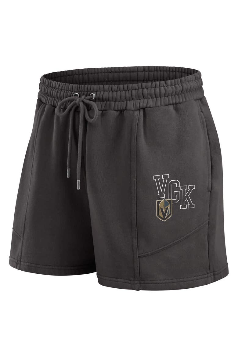 Women's WEAR by Erin Andrews Black Vegas Golden Knights Washed Fleece Sweatshirt & Shorts Lounge Set, Alternate, color, Black