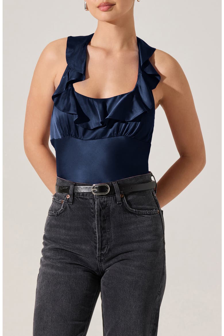 Morrigan Ruffle Halter Top, Main, color, NAVY