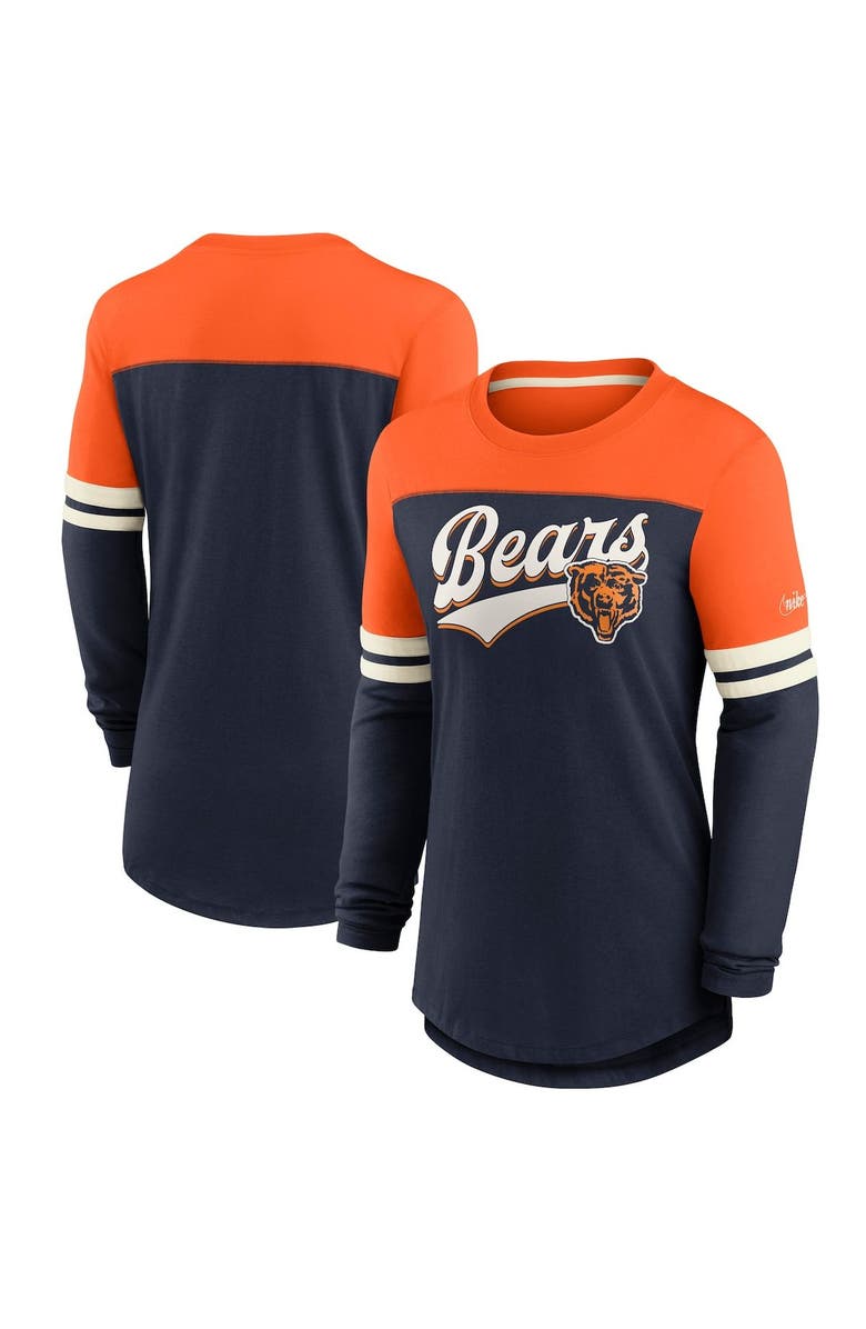 Nike Women's Nike Navy/Orange Chicago Bears Retro Script Performance Tri-Blend Long Sleeve T-Shirt, Main, color, 