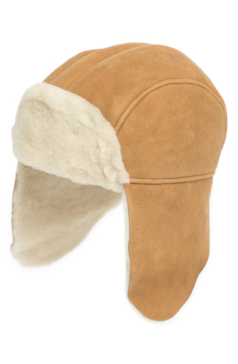 UGG<sup>®</sup> UGG Genuine Shearling Trapper Hat, Main, color,