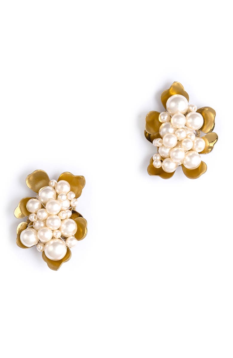 Deepa Gurnani Nea Imitation Pearl Drop Earrings, Main, color, 