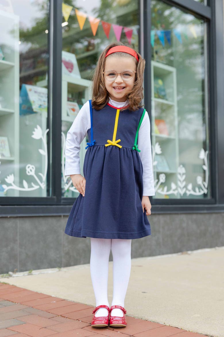Pique Knit Jumper with Bows, Alternate, color, Navy/Multi