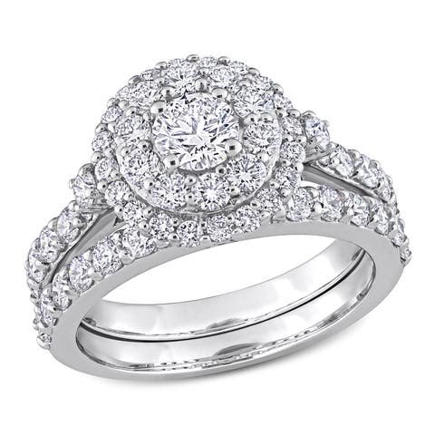 1-3/4 CTW Lab-Grown Diamond Halo Bridal Ring Set