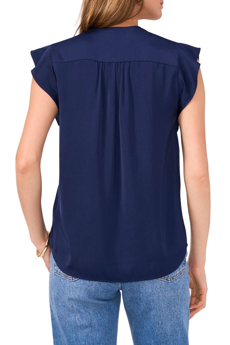 Ruffle Sleeve Satin Top, Alternate, color, CLASSIC NAVY