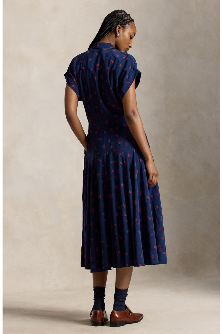Floral Viscose Midi Shirt Dress, Alternate, color, 2054 COSMO FLORAL NVY-RD MULTI