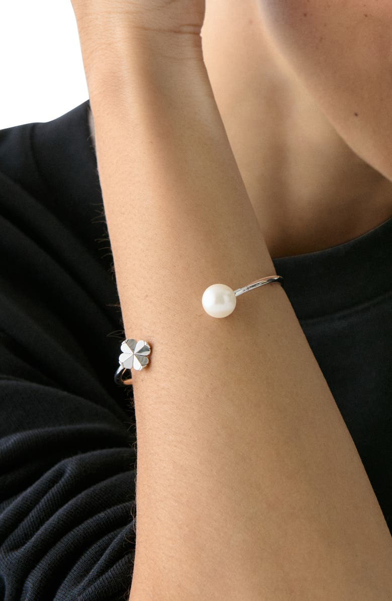 Kate Spade New York spade flower faux pearl cuff bracelet, Alternate, color, 