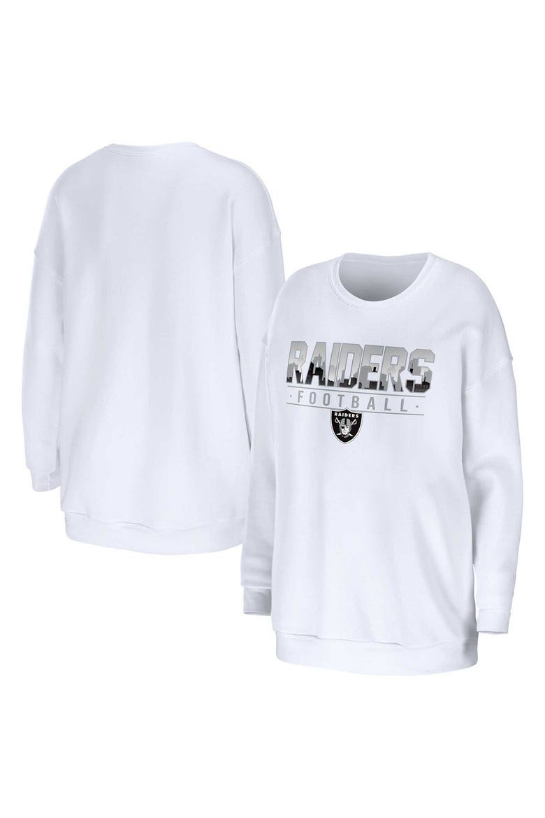 Women's WEAR by Erin Andrews White Las Vegas Raiders Domestic Pullover Sweatshirt, Main, color, White