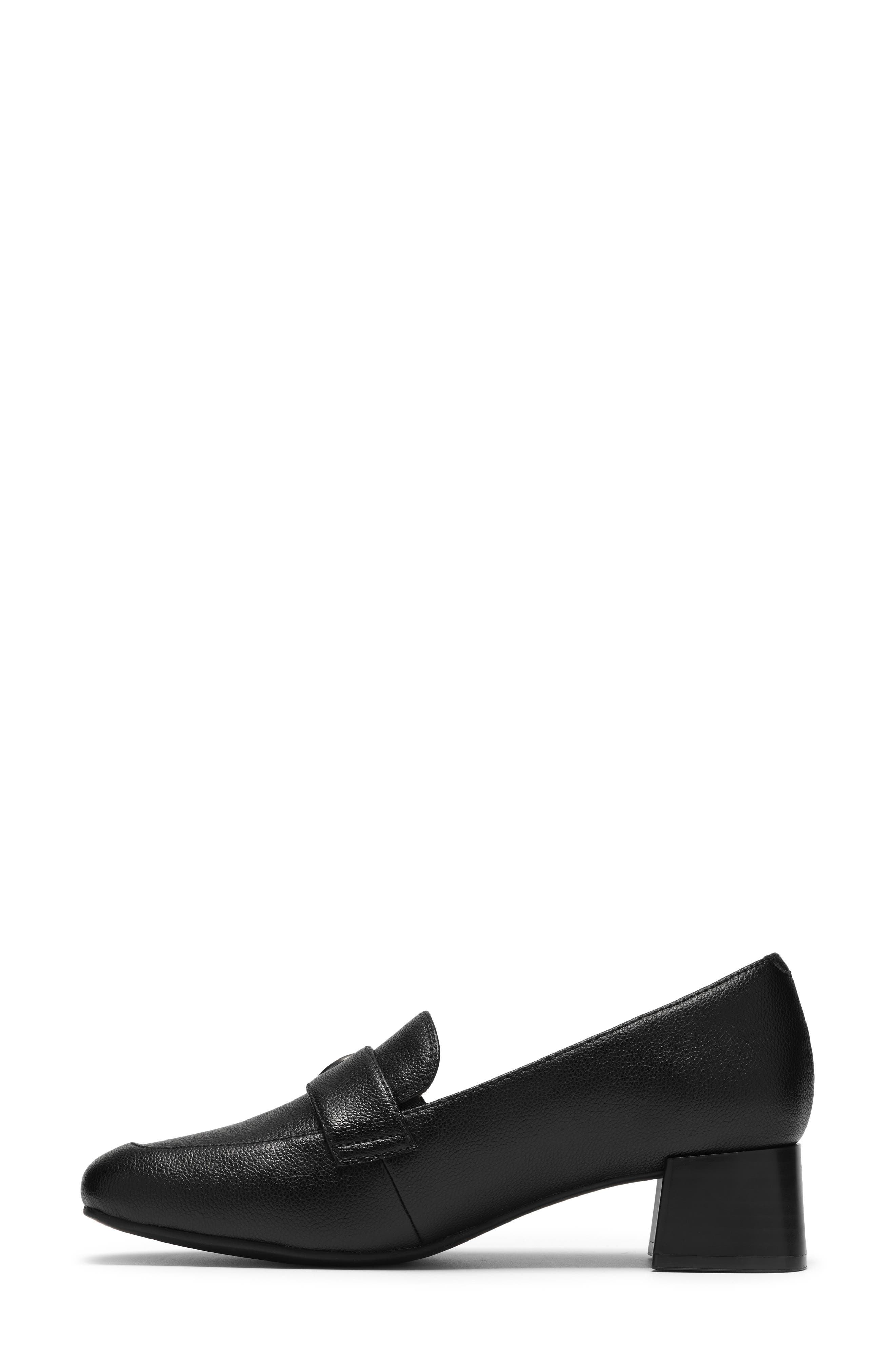 Iridessa Big Buckle Leather Loafer Pump, Alternate, color, BLACK LEATHER