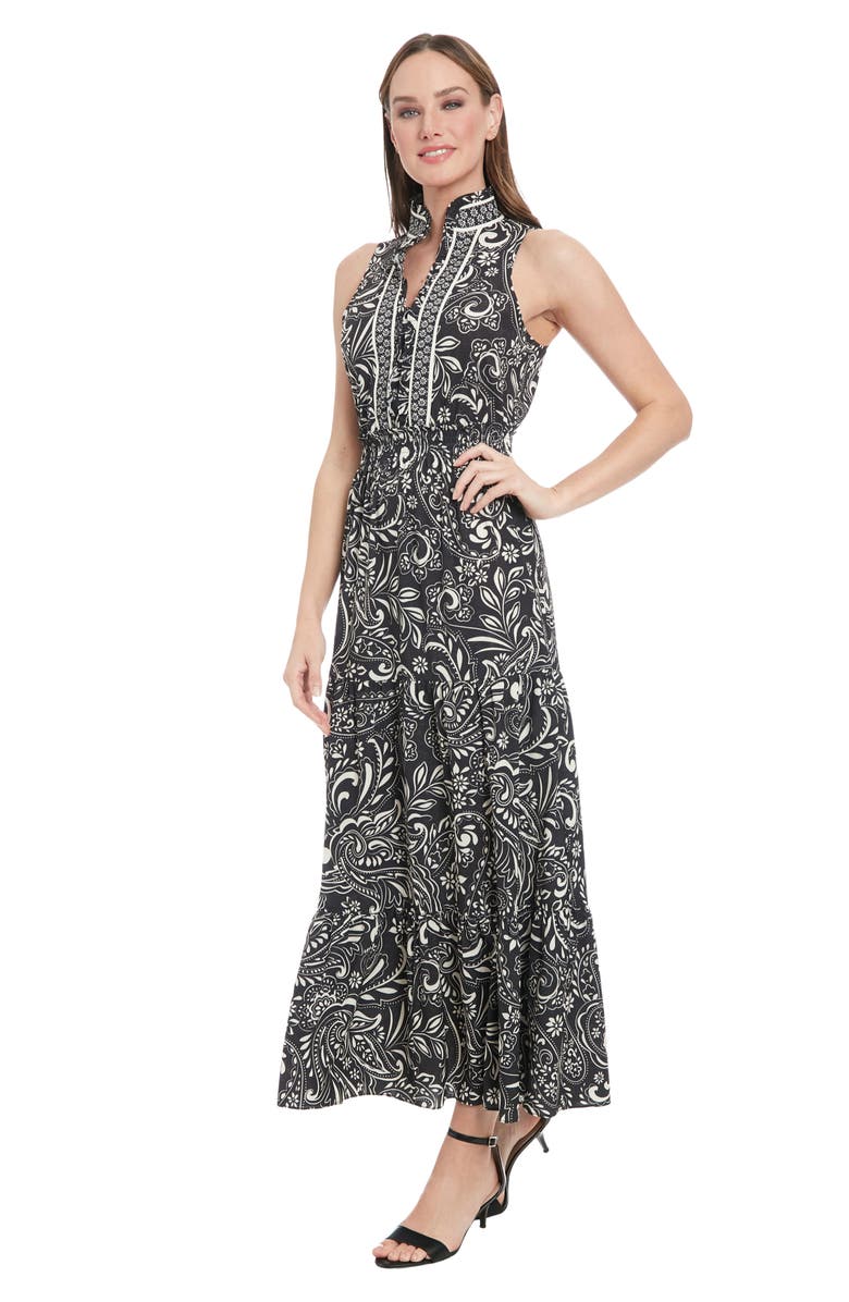 London Times Paisley Sleeveless Maxi Dress, Alternate, color, Ivory/ Charcoal
