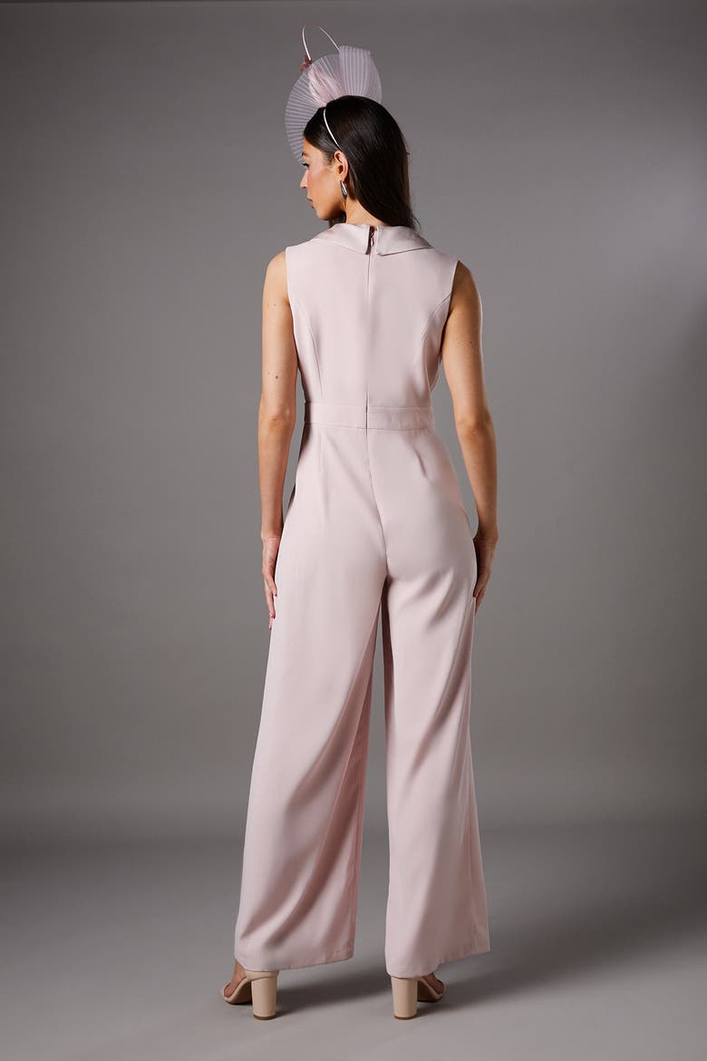 Crepe V-Neck Wrap Wide Leg Jumpsuit, Alternate, color, Blush