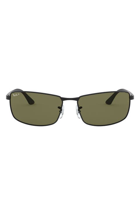 61mm Polarized Rectangle Sunglasses