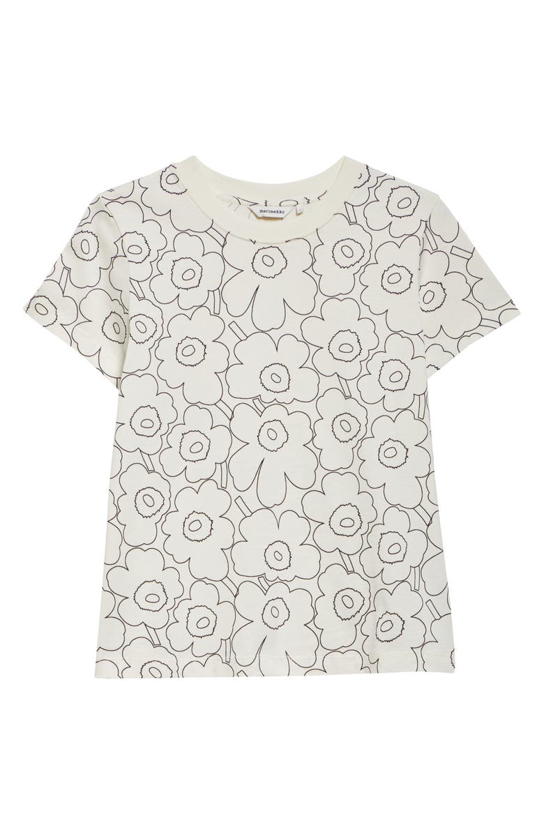 Marimekko Heleys Piirto Unikko Cotton T-Shirt, Alternate, color, Off White, Black