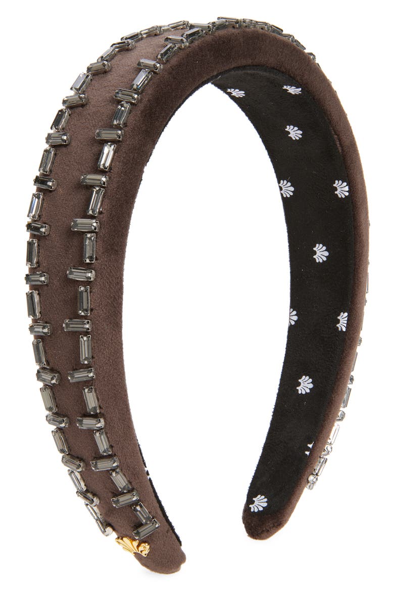 Alice Crystal Edge Headband, Main, color, CHARCOAL