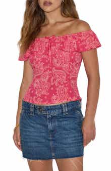 Motel Yokai Paisley Off the Shoulder Top