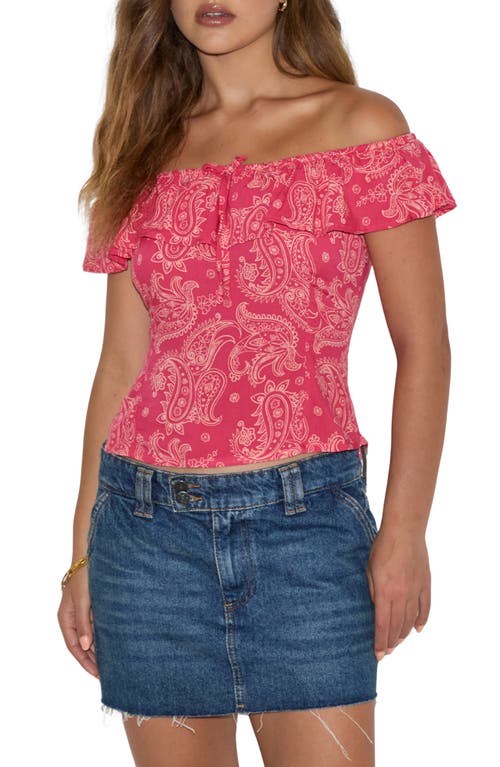 Motel Yokai Paisley Off The Shoulder Top In Multi