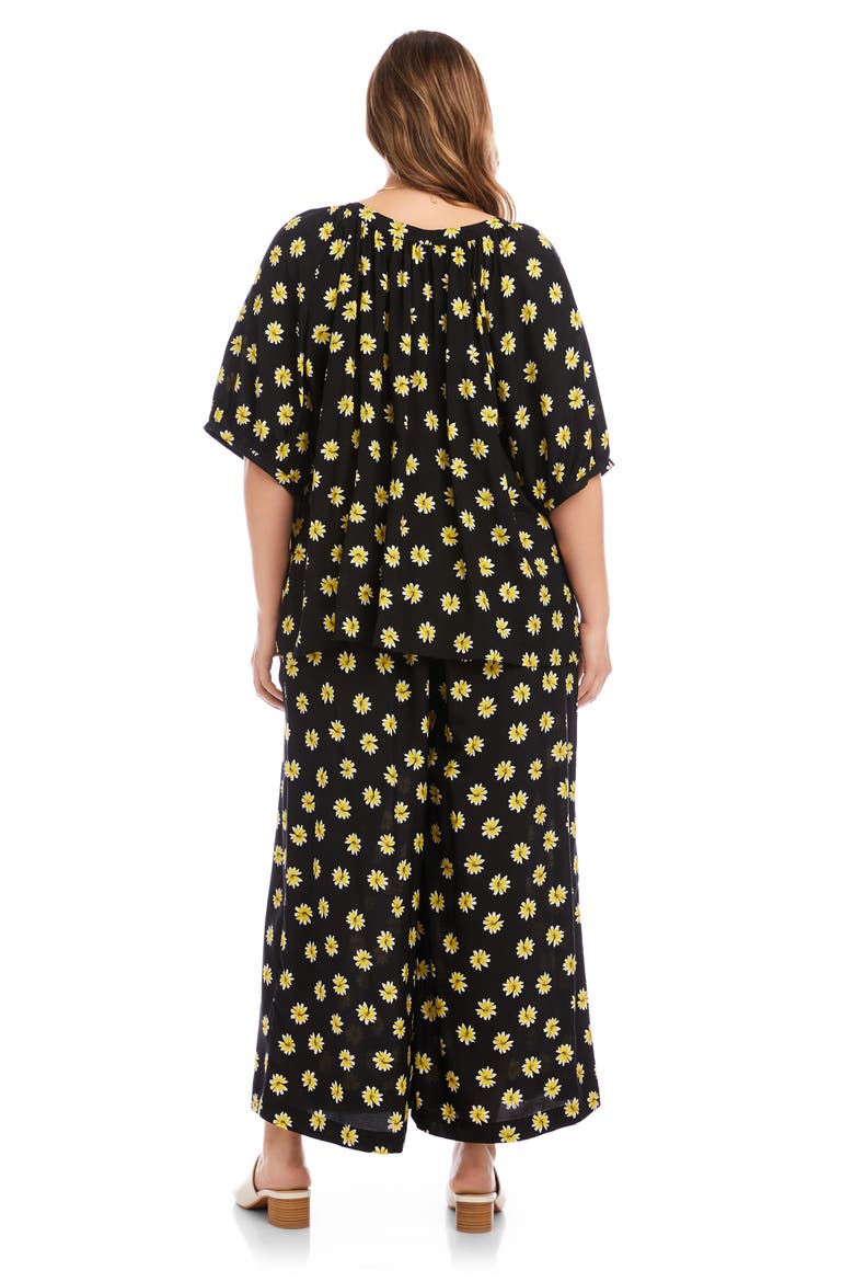 Floral Button-Up Peasant Top, Alternate, color, BLACK/ FLORAL PRINT