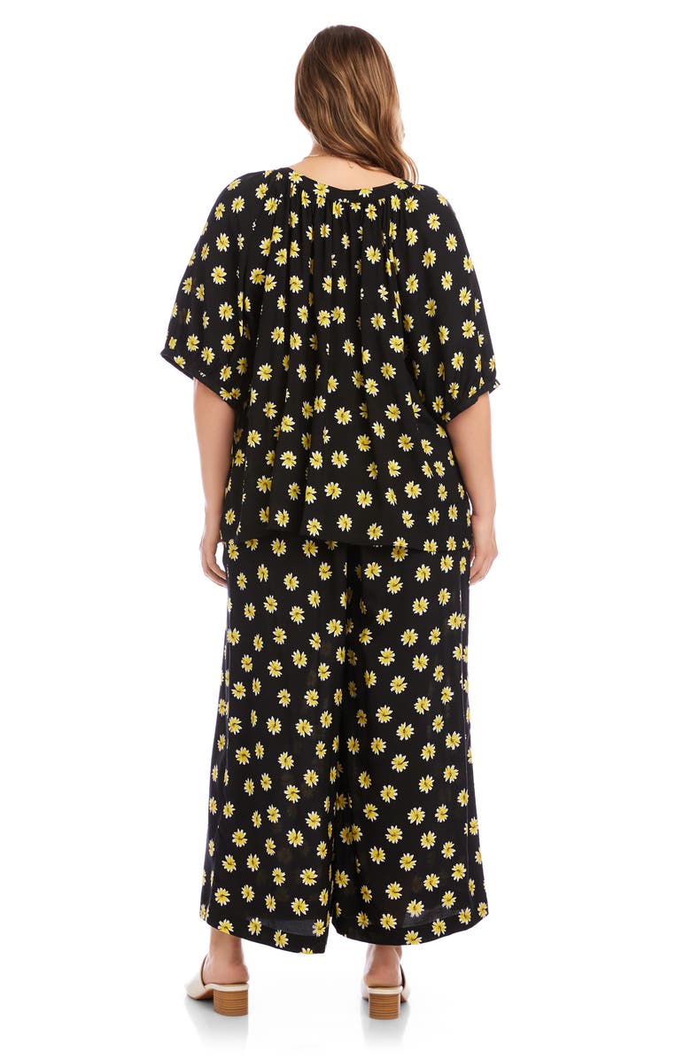 Karen Kane Floral Button-Up Peasant Top, Alternate, color, Black/ Floral Print