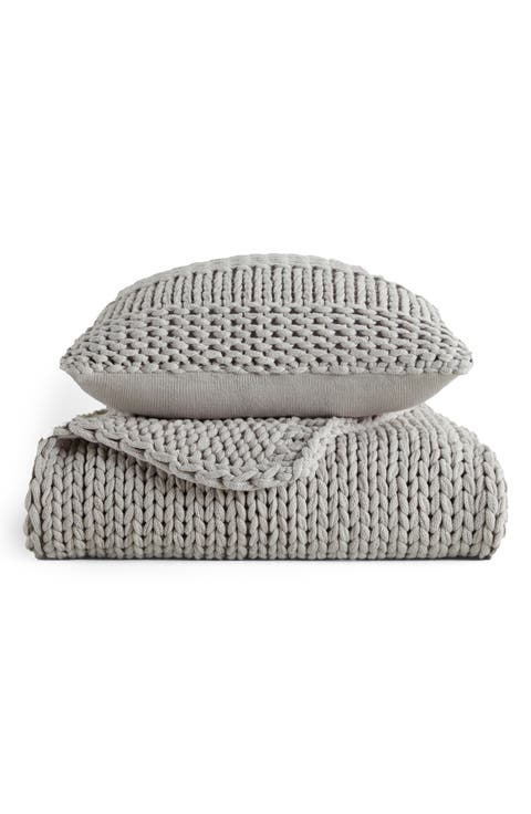 Chunky Knit Accent Pillow & Oversize Throw Blanket Set