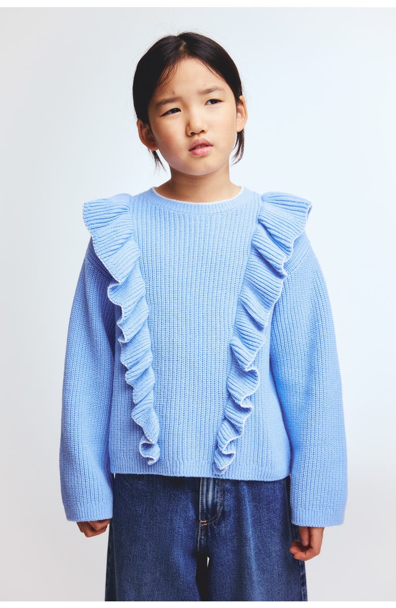 H&M Ruffle-trimmed sweater, Main, color, Blue